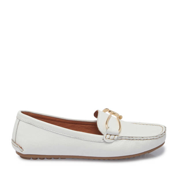 Beyaz Hakiki Deri Kadın Loafer - K25I1AY68012-A26 