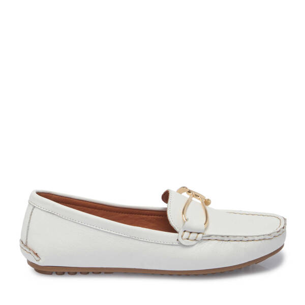 Beyaz Hakiki Deri Kadın Loafer - K25I1AY68012-A26 - 1