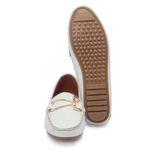 Beyaz Hakiki Deri Kadın Loafer - K25I1AY68012-A26 - 4