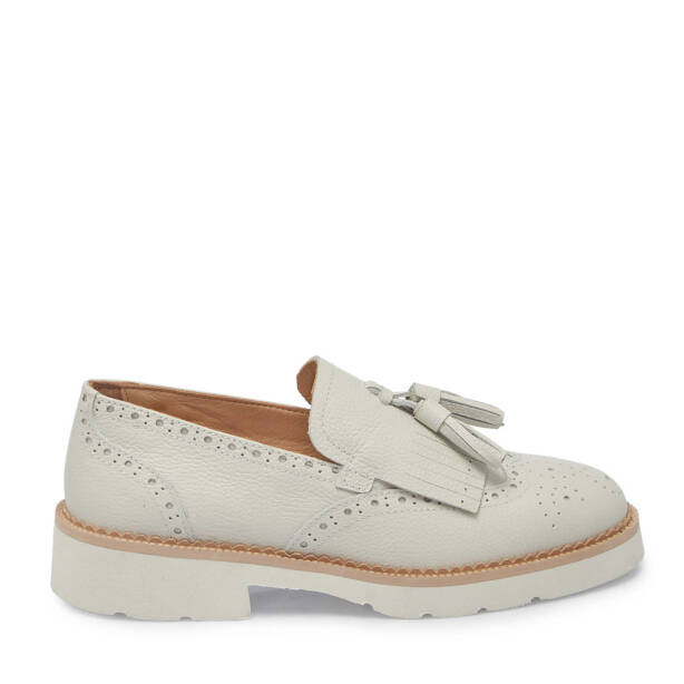 Beyaz Hakiki Deri Kadın Loafer - K25I1AY68027-N3O - 1
