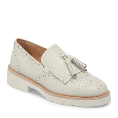 Beyaz Deri Kadın Loafer - K25I1AY68027-N3O - 1