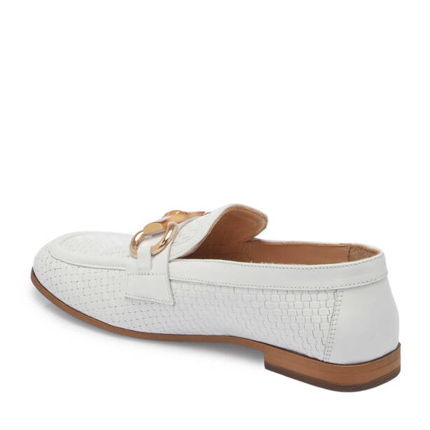 Beyaz Deri Kadın Loafer - K25I1AY68032-A26 - Tergan