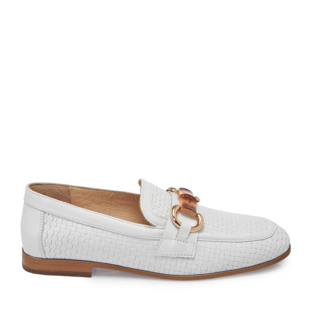 Beyaz Deri Kadın Loafer - K25I1AY68032-A26 - Tergan