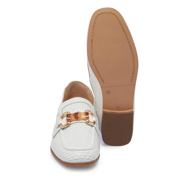 Beyaz Deri Kadın Loafer - K25I1AY68032-A26 - Tergan