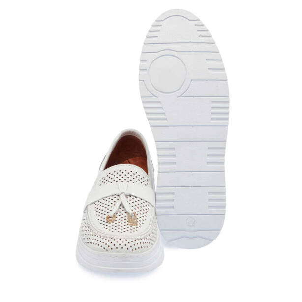 Beyaz Hakiki Deri Kadın Makosen - K24I1AY67152-A26 - 4