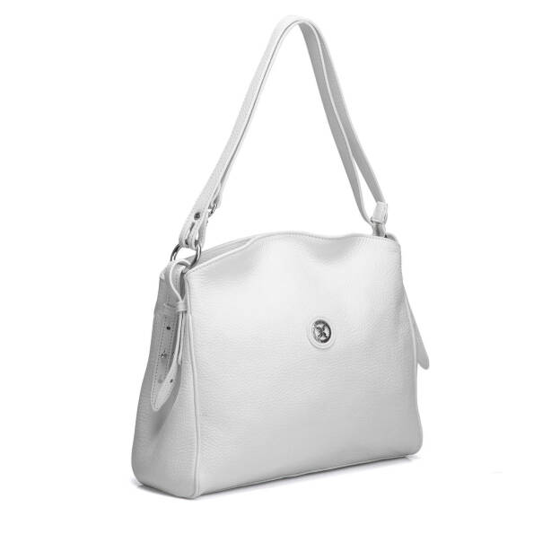 Beyaz Hakiki Deri Kadın Omuz Çantası - S25Y1BC79450-B69 - 2