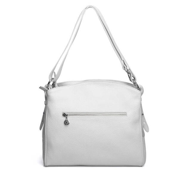 Beyaz Hakiki Deri Kadın Omuz Çantası - S25Y1BC79450-B69 - 3