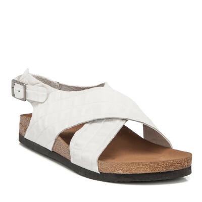  Beyaz Deri Kadın Sandalet - K20Y1SN64985-O71 - 1