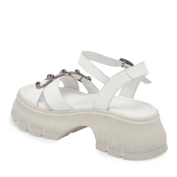 Beyaz Deri Kadın Sandalet - K24Y1SN67155-A26 - 2