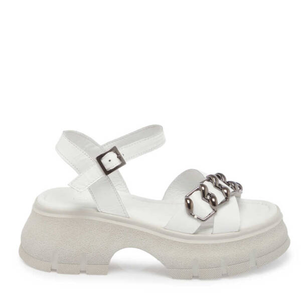 Beyaz Deri Kadın Sandalet - K24Y1SN67155-A26 - 3