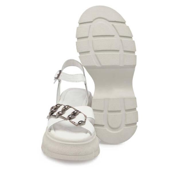 Beyaz Deri Kadın Sandalet - K24Y1SN67155-A26 - 4