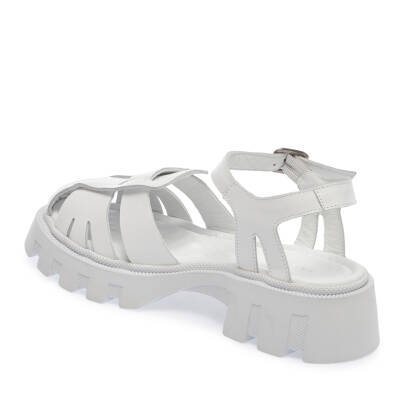  Beyaz Deri Kadın Sandalet - K24Y1SN67158-A26 - 2