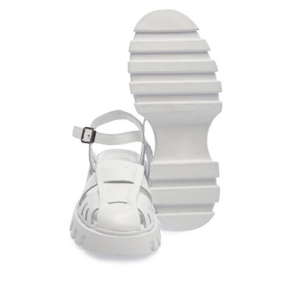  Beyaz Deri Kadın Sandalet - K24Y1SN67158-A26 - 4