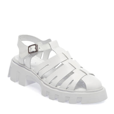  Beyaz Deri Kadın Sandalet - K24Y1SN67159-A26 - 1
