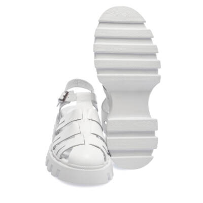  Beyaz Deri Kadın Sandalet - K24Y1SN67159-A26 - 4