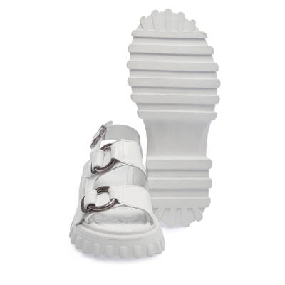  Beyaz Deri Kadın Sandalet - K24Y1SN67160-A26 - 4