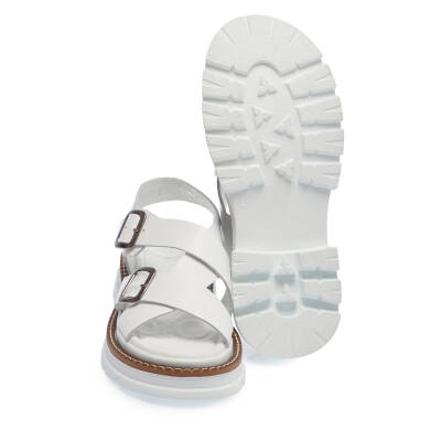  Beyaz Deri Kadın Sandalet - K24Y1SN67162-A26 - 4