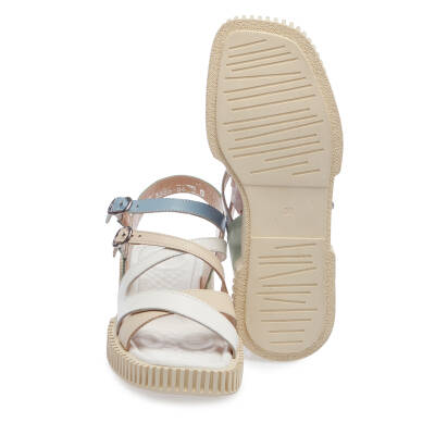  Beyaz Deri Kadın Sandalet - K24Y1SN67163-M02 - 4
