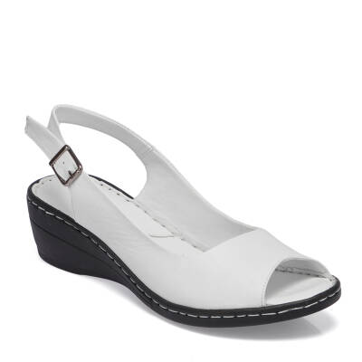  Beyaz Deri Kadın Sandalet - K24Y1SN67256-A26 - 1