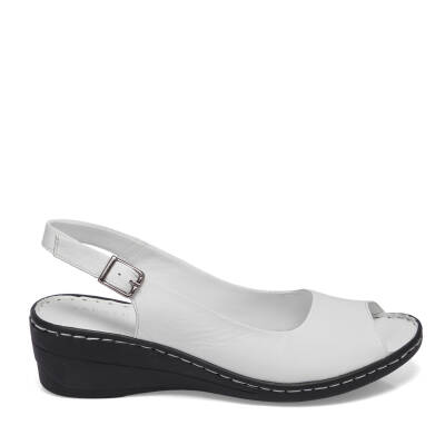  Beyaz Deri Kadın Sandalet - K24Y1SN67256-A26 - 3