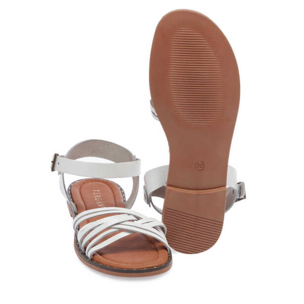 Beyaz Hakiki Deri Kadın Sandalet - K24Y1SN67265-A26 - 4
