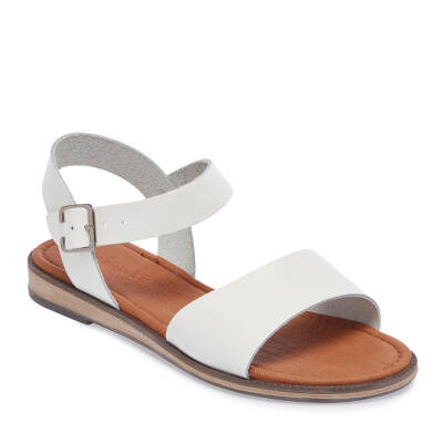  Beyaz Deri Kadın Sandalet - K24Y1SN67275-A26 