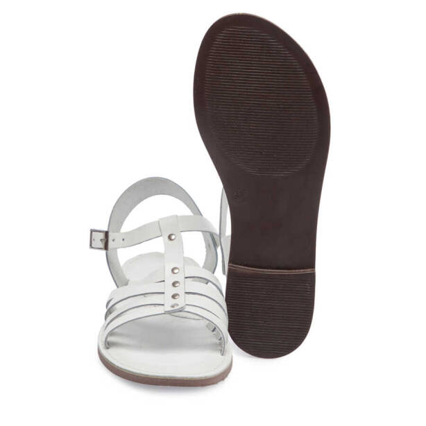 Beyaz Hakiki Deri Kadın Sandalet - K24Y1SN67276-A26 - 4