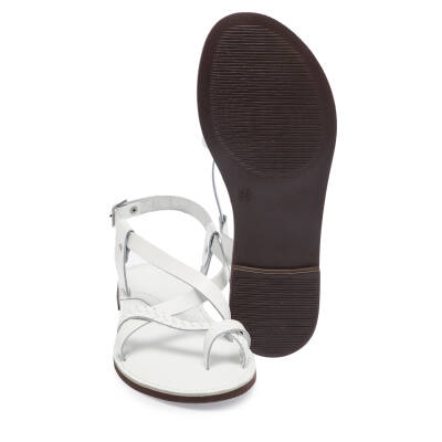  Beyaz Deri Kadın Sandalet - K24Y1SN67277-A26 - 4