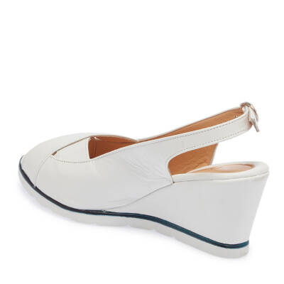  Beyaz Deri Kadın Sandalet - K24Y1SN67278-A26 - 2