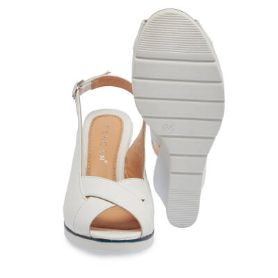  Beyaz Deri Kadın Sandalet - K24Y1SN67278-A26 - 4