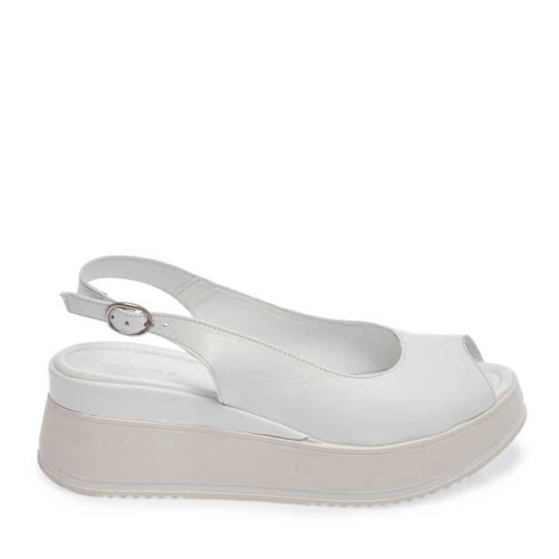 Beyaz Hakiki Deri Kadın Sandalet - K24Y1SN67280-A26 - 1