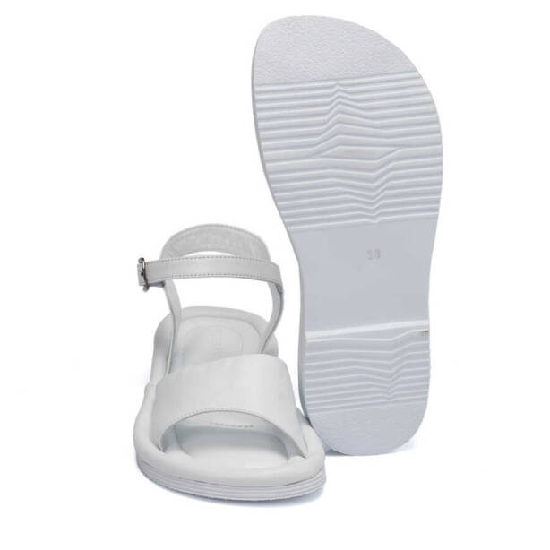 Beyaz Hakiki Deri Kadın Sandalet - K24Y1SN67413-A26 - 4