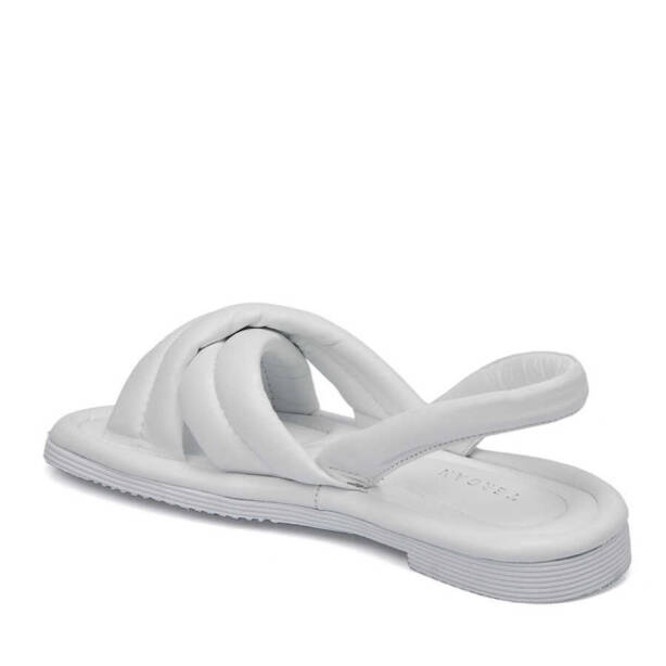 Beyaz Hakiki Deri Kadın Sandalet - K24Y1SN67414-A26 - 2
