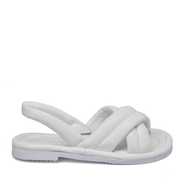 Beyaz Hakiki Deri Kadın Sandalet - K24Y1SN67414-A26 - 3