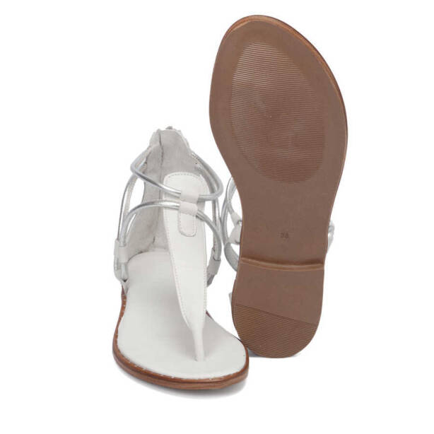 Beyaz Hakiki Deri Kadın Sandalet - K24Y1SN67415-A26 - 4