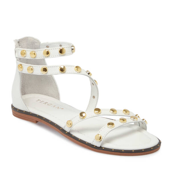 Beyaz Hakiki Deri Kadın Sandalet - K25Y1SN67776-A26 - 2