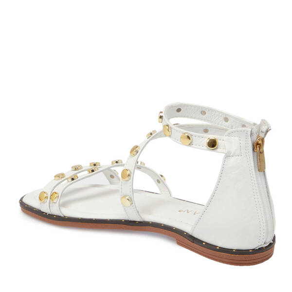 Beyaz Hakiki Deri Kadın Sandalet - K25Y1SN67776-A26 - 3