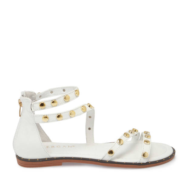 Beyaz Hakiki Deri Kadın Sandalet - K25Y1SN67776-A26 