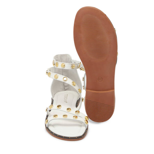 Beyaz Hakiki Deri Kadın Sandalet - K25Y1SN67776-A26 - 4