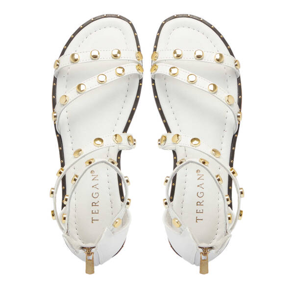 Beyaz Hakiki Deri Kadın Sandalet - K25Y1SN67776-A26 - 5