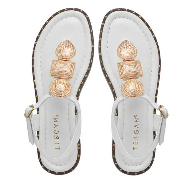 Beyaz Deri Kadın Sandalet - K25Y1SN67781-A26 - Tergan
