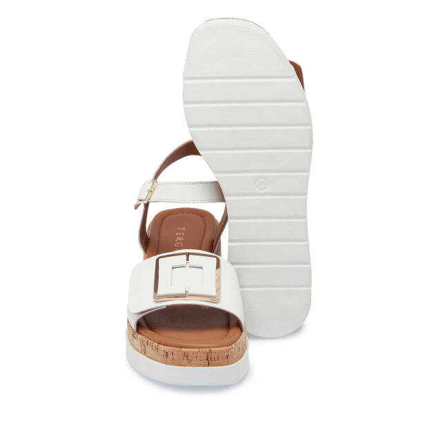 Beyaz Hakiki Deri Kadın Sandalet - K25Y1SN67852-A26 - 4