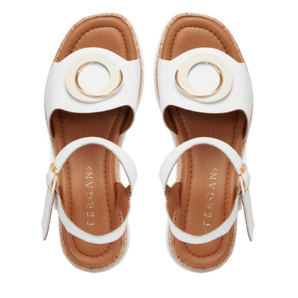 Beyaz Hakiki Deri Kadın Sandalet - K25Y1SN67856-A26 - 5