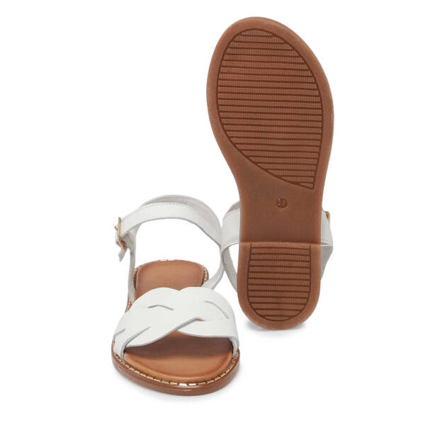 Beyaz Hakiki Deri Kadın Sandalet - K25Y1SN67885-A26 - 4