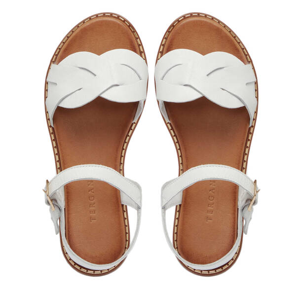 Beyaz Hakiki Deri Kadın Sandalet - K25Y1SN67885-A26 - 5