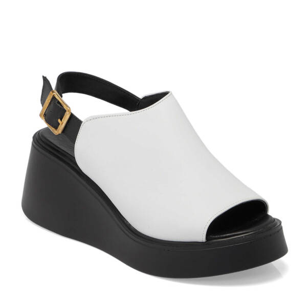 Beyaz Hakiki Deri Kadın Sandalet - K25Y1SN67890-A26 - 2