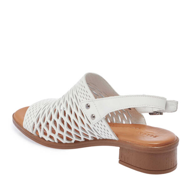 Beyaz Hakiki Deri Kadın Sandalet - K25Y1SN67928-A26 - 3