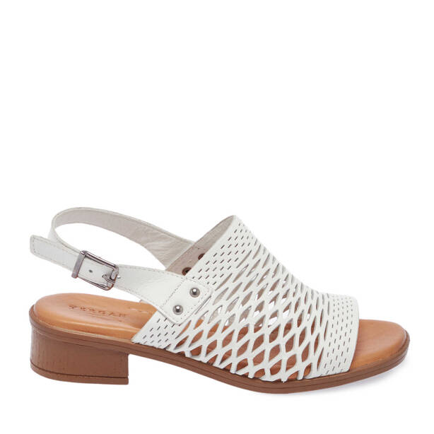 Beyaz Hakiki Deri Kadın Sandalet - K25Y1SN67928-A26 