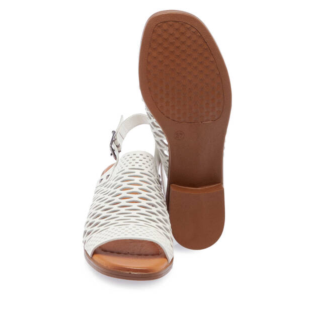Beyaz Hakiki Deri Kadın Sandalet - K25Y1SN67928-A26 - 4