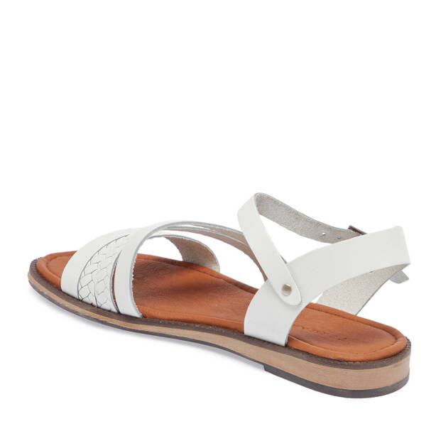 Beyaz Hakiki Deri Kadın Sandalet - K25Y1SN68065-A26 - 3